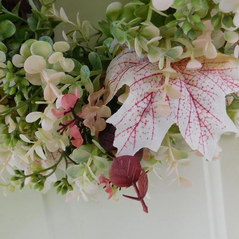 Small‎ Fall Wreath with Neutral Colors, Autumn Pink hues, Burgundy